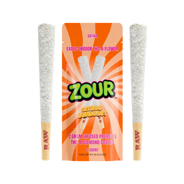 Zour Stash Citrus Sunburst 2g THCA Diamond Coated Pre-Roll 2-Pack