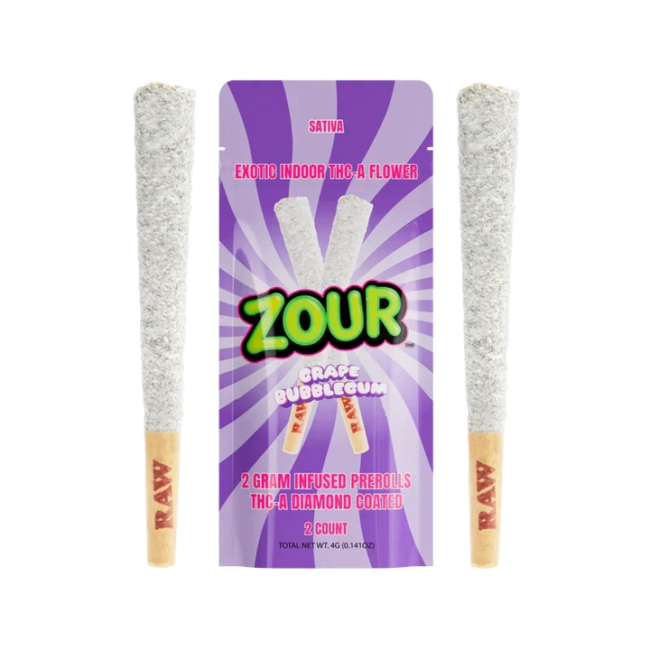 Zour Stash Grape Bubblegum THCA Diamond Coated Pre-Roll 2-Pack