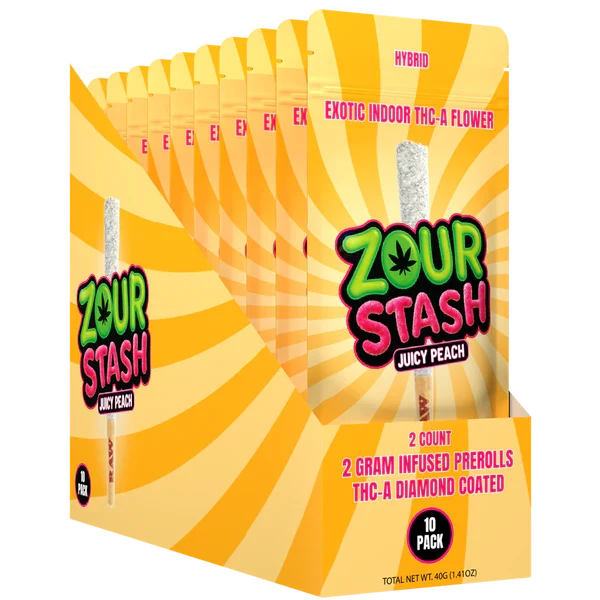 ZOUR STASH EXOTIC THC-A DIAMOND COATED 2G x 2CT PRE ROLL JOINTS | DISPLAY OF 10 (MSRP $each)